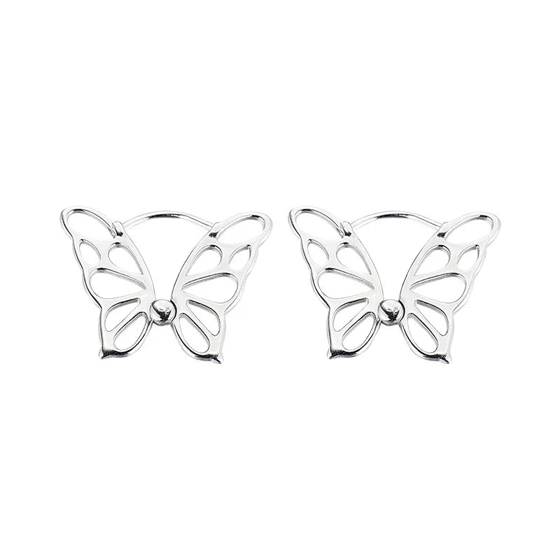 New Arrivals Fashion Temperament  Silver Color Butterfly Ear Buckle Huggie Hoop  Earrings For Women Girls Elegant Accessories