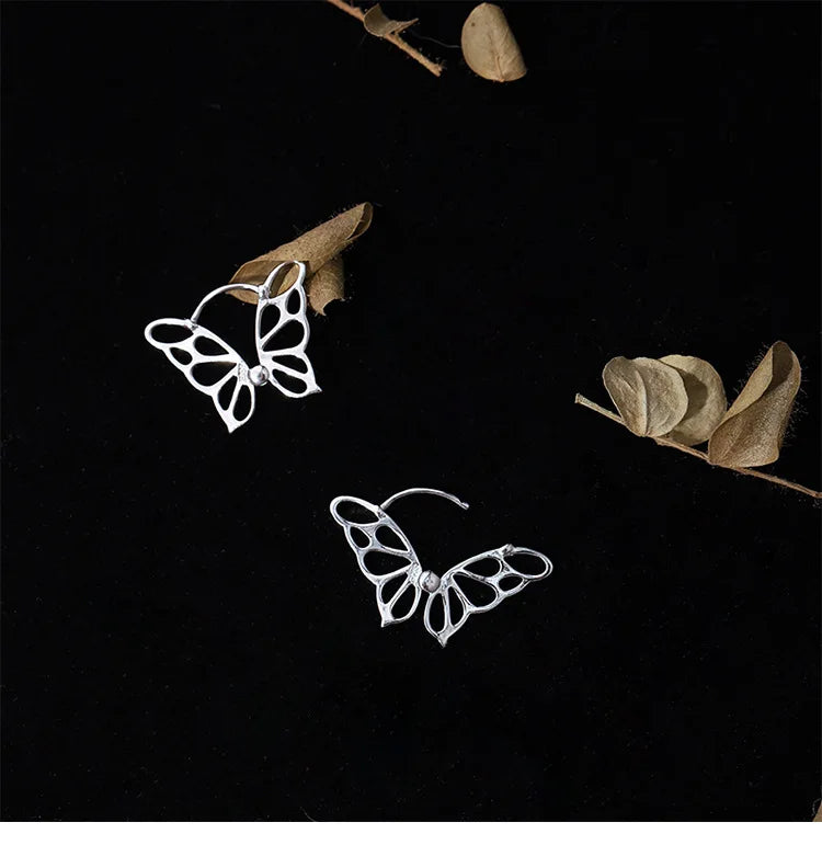 New Arrivals Fashion Temperament  Silver Color Butterfly Ear Buckle Huggie Hoop  Earrings For Women Girls Elegant Accessories