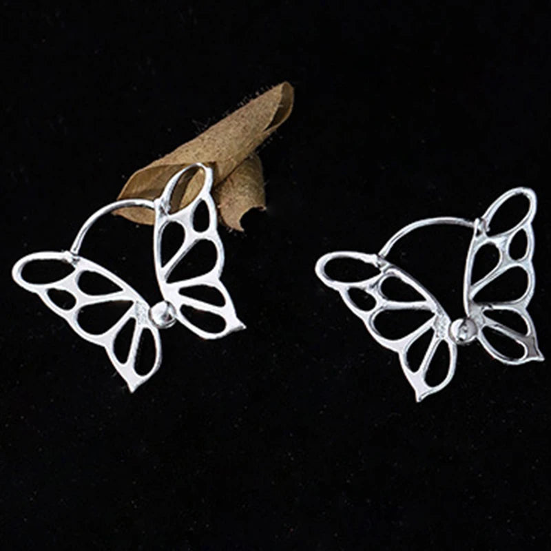 New Arrivals Fashion Temperament  Silver Color Butterfly Ear Buckle Huggie Hoop  Earrings For Women Girls Elegant Accessories