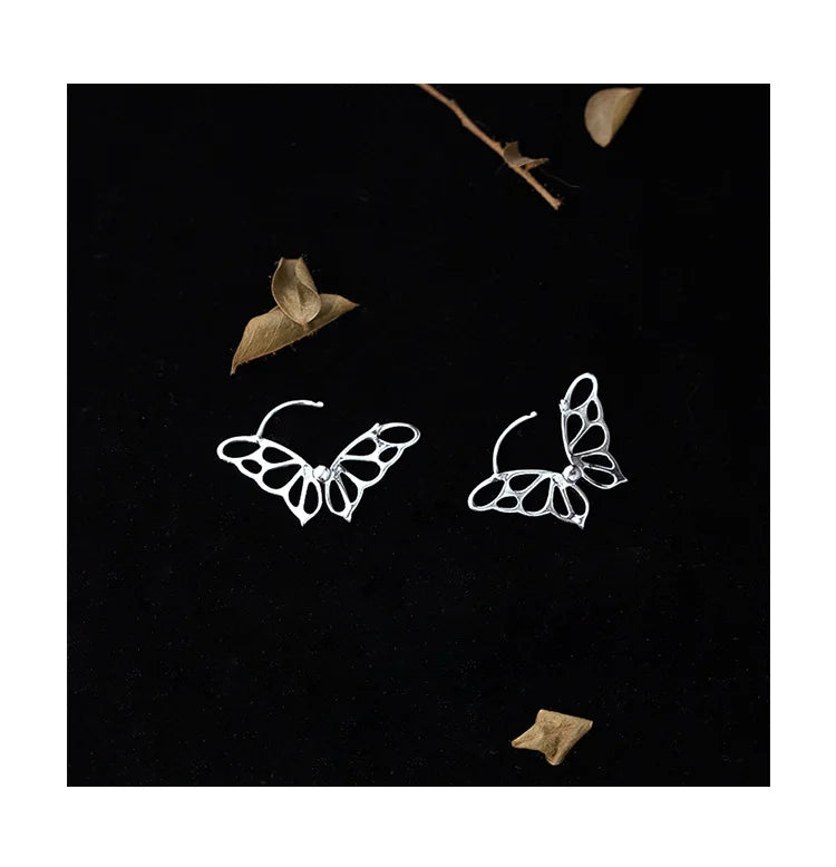 New Arrivals Fashion Temperament  Silver Color Butterfly Ear Buckle Huggie Hoop  Earrings For Women Girls Elegant Accessories