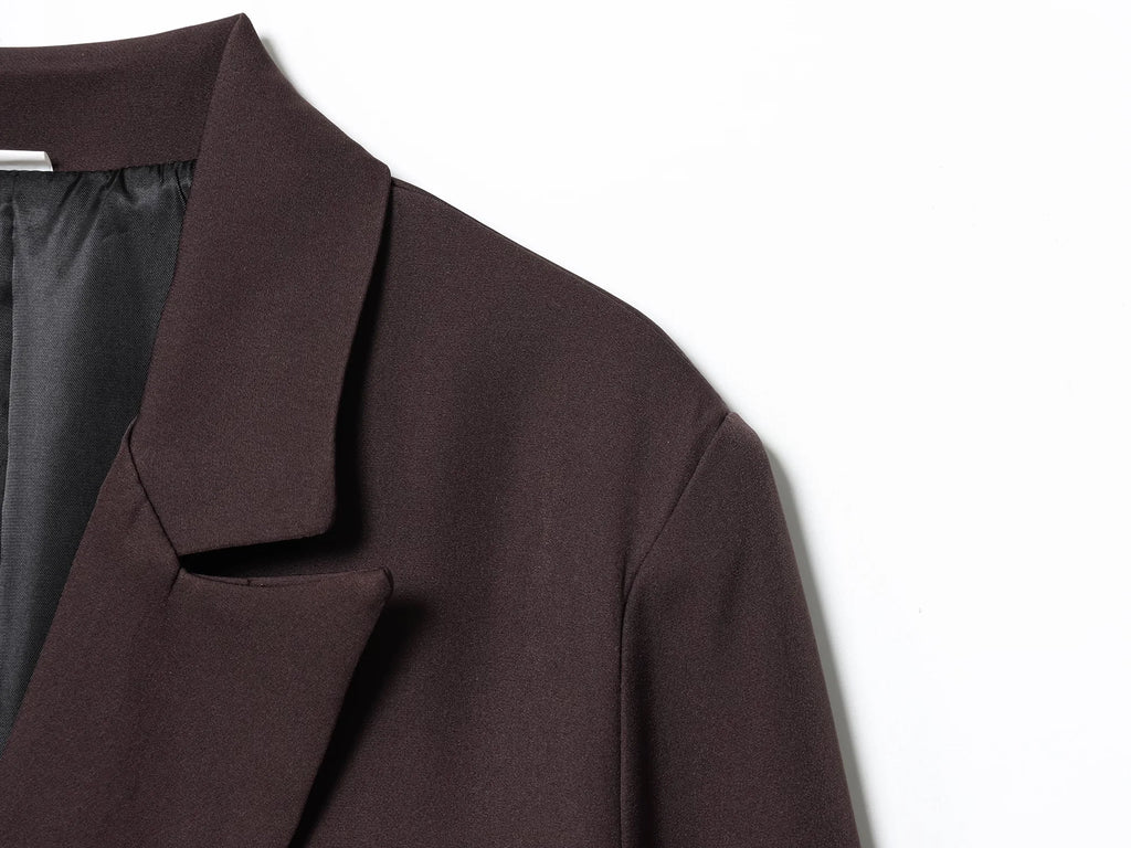 KONDALA Elegant Commute Double-breasted Blazer Women Vintage Brown Buttons Blazer 2026 Spring Summer Trendy Office Lady Blazer
