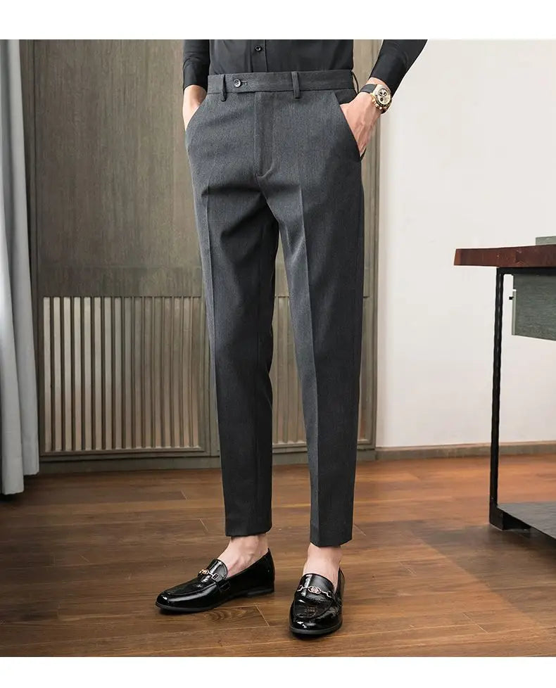 Summer New Men's Clothing Fashion Casual Versatile Suit Pants Streetwear New Solid Pocket Trendy Business Slim Straight Trousers