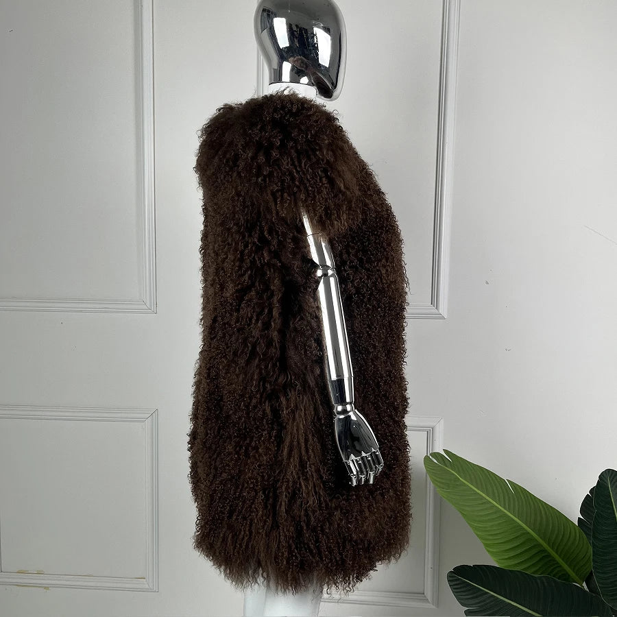 Women's Lamb Fur Vest Real Sheepskin Vest Mongolia Sheep Fur Vests Female Winter Clothing 2024 Fashion New Arrivals