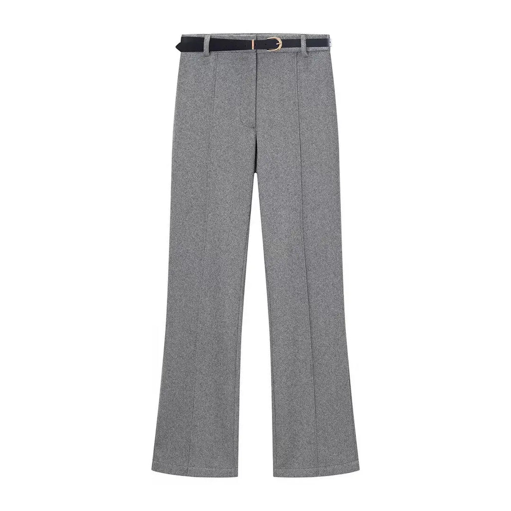 KONDALA Elegant Commute Belt Pants Set Women Urban Office Sleeveless Vest,Belted Pants 2 Pieces Set 2026 Spring Trendy Pants Set