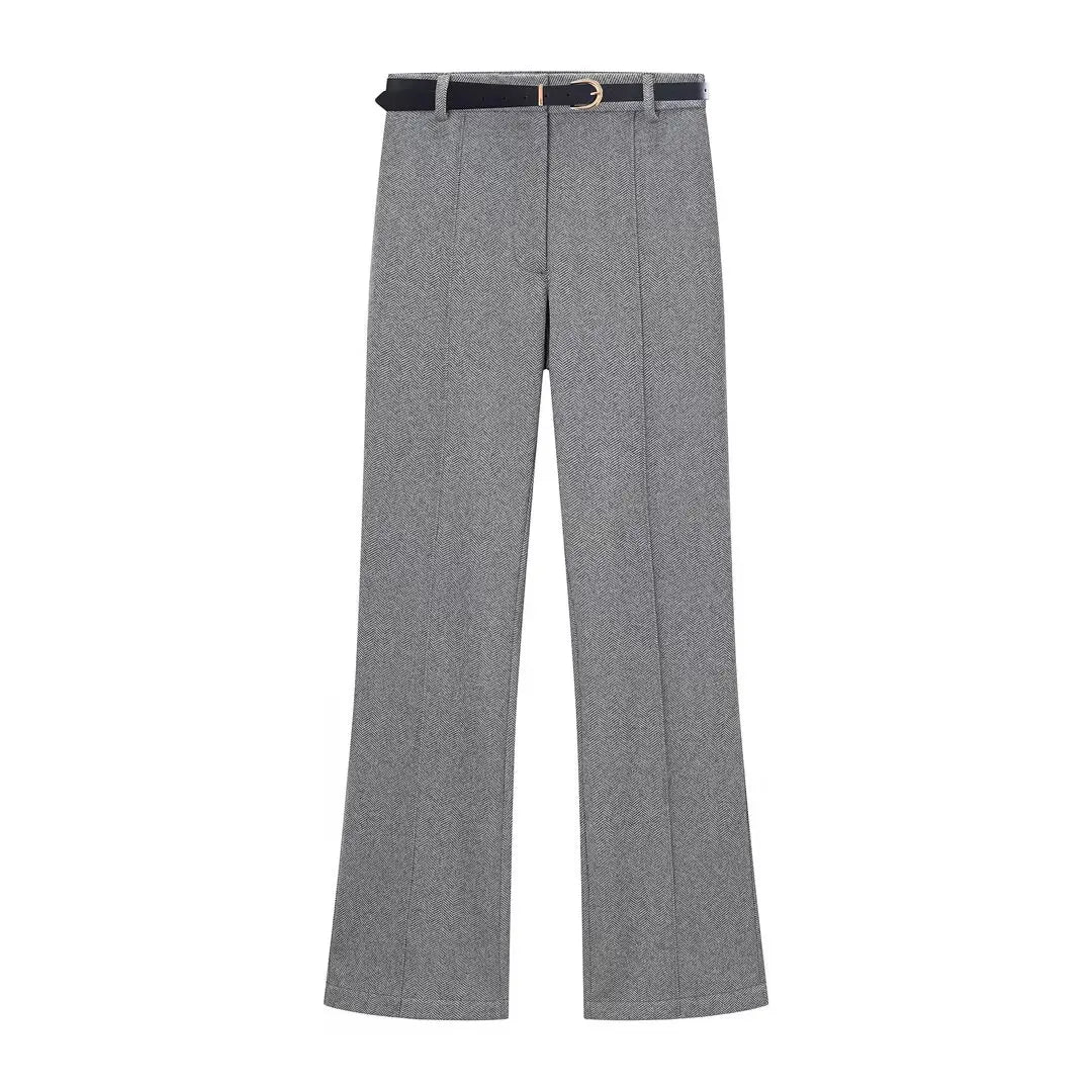 KONDALA Elegant Commute Belt Pants Set Women Urban Office Sleeveless Vest,Belted Pants 2 Pieces Set 2026 Spring Trendy Pants Set