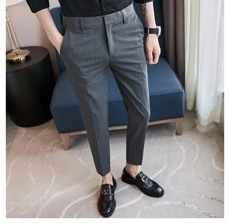 Summer New Men's Clothing Fashion Casual Versatile Suit Pants Streetwear New Solid Pocket Trendy Business Slim Straight Trousers