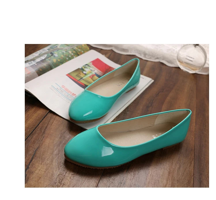 Women Yellow Purple Flats Hand-Made Deep Green Slip-Ons Wide Fits Mujer De 48 33 Round Toe Shiny Tacon Daily Shoes New Arrivals