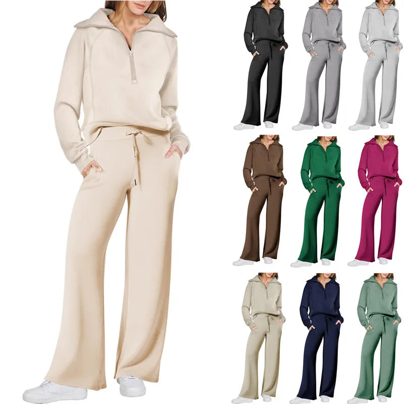 Customizable New Arrivals Elegant Zip Up Sweatsuit Cropped Top Hoodie Jackets Three Piece Set Women Tracksuit Suits WTZ407044