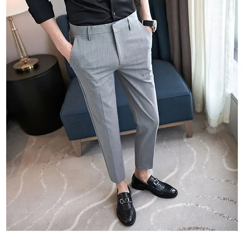 Summer New Men's Clothing Fashion Casual Versatile Suit Pants Streetwear New Solid Pocket Trendy Business Slim Straight Trousers