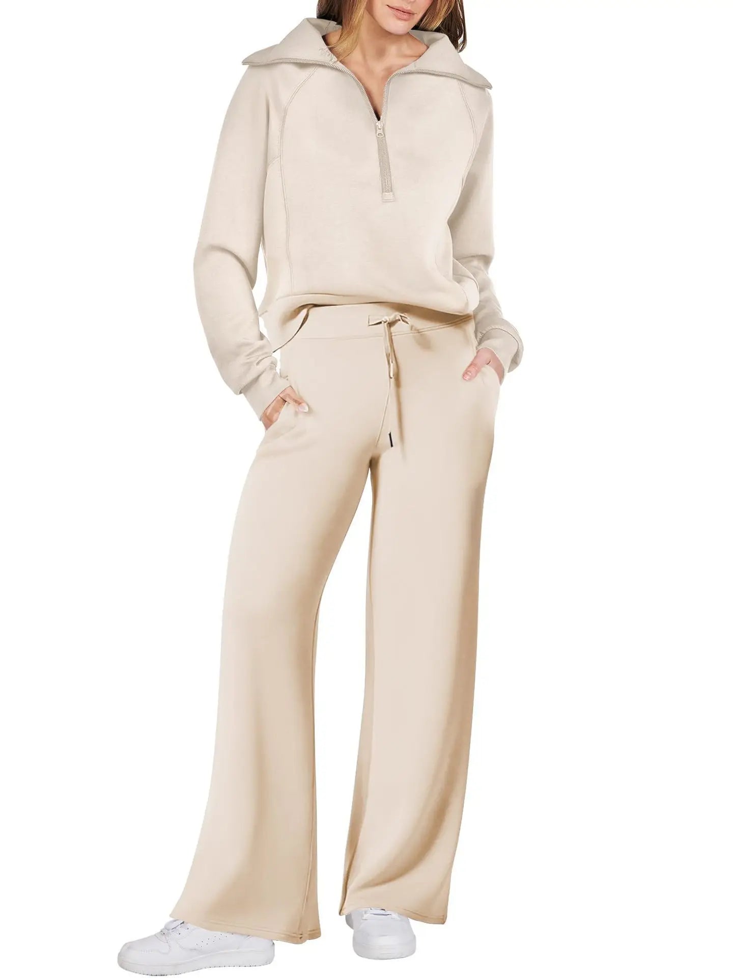 Customizable New Arrivals Elegant Zip Up Sweatsuit Cropped Top Hoodie Jackets Three Piece Set Women Tracksuit Suits WTZ407044