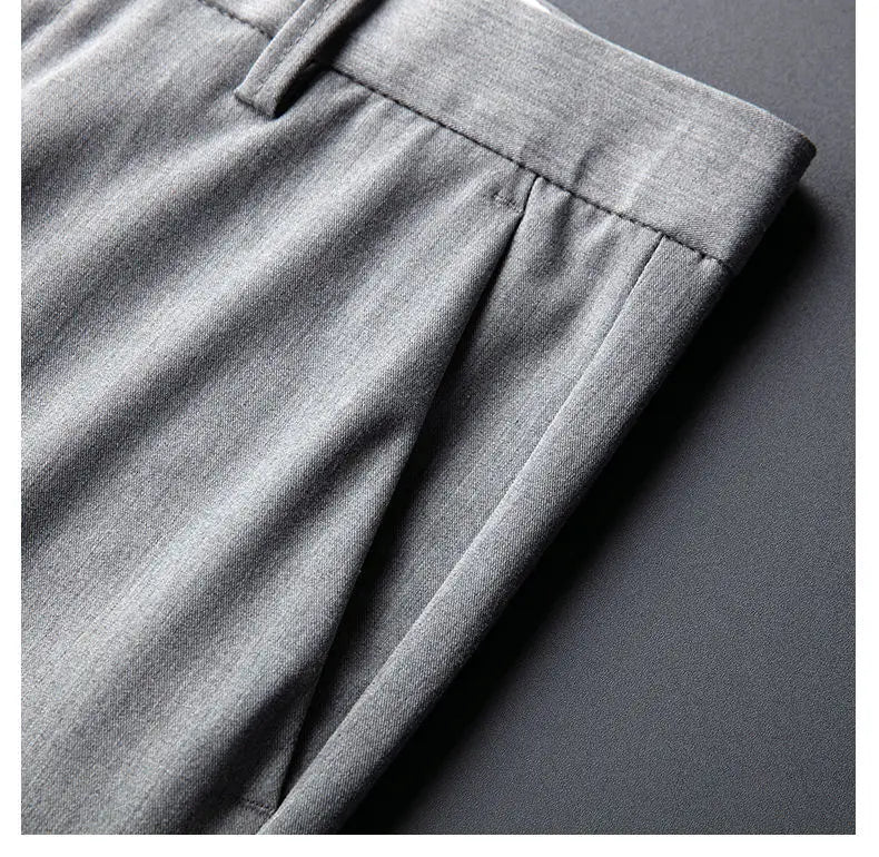 Summer New Men's Clothing Fashion Casual Versatile Suit Pants Streetwear New Solid Pocket Trendy Business Slim Straight Trousers