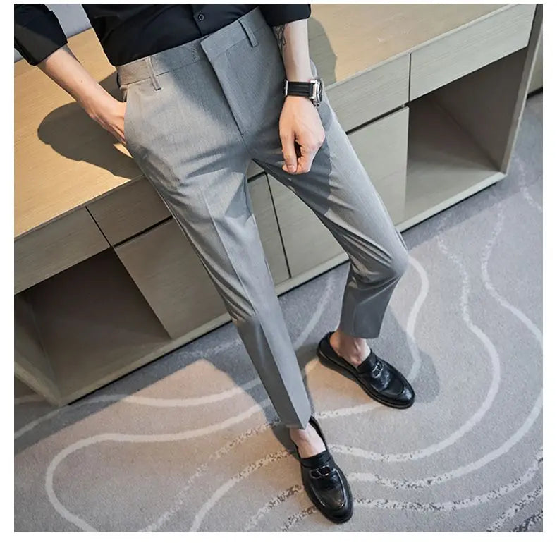 Summer New Men's Clothing Fashion Casual Versatile Suit Pants Streetwear New Solid Pocket Trendy Business Slim Straight Trousers