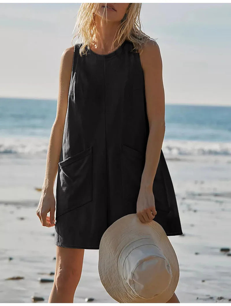 Summer Sleeveless Cotton One Pieces Rompers For Woman New Arrivals 2025 Fashion Sleeveless Jumpsuits Clothes Playsuit Casual