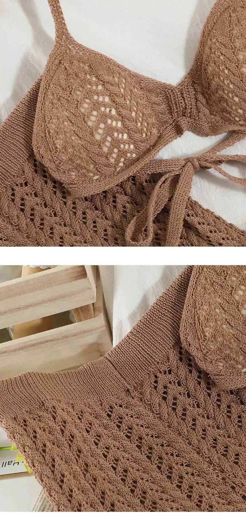 DEAT Women Knitting Sling Nackless Sexy Bra Long Pants New Arrivals Two Piece Set Temperament Fashion Autumn Summer 2024 11D846
