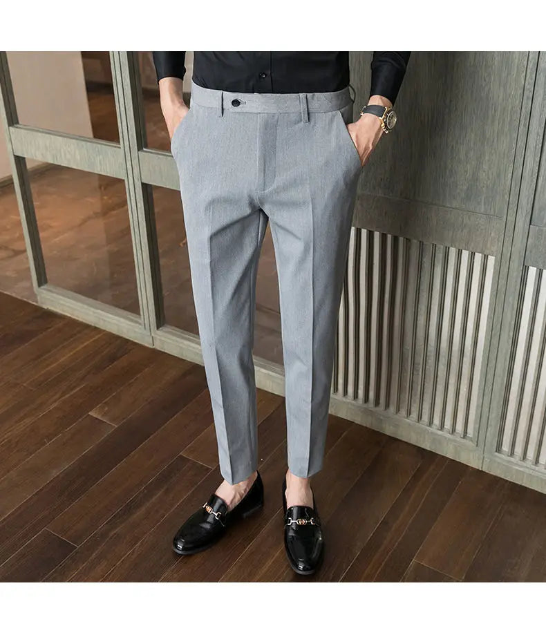 Summer New Men's Clothing Fashion Casual Versatile Suit Pants Streetwear New Solid Pocket Trendy Business Slim Straight Trousers