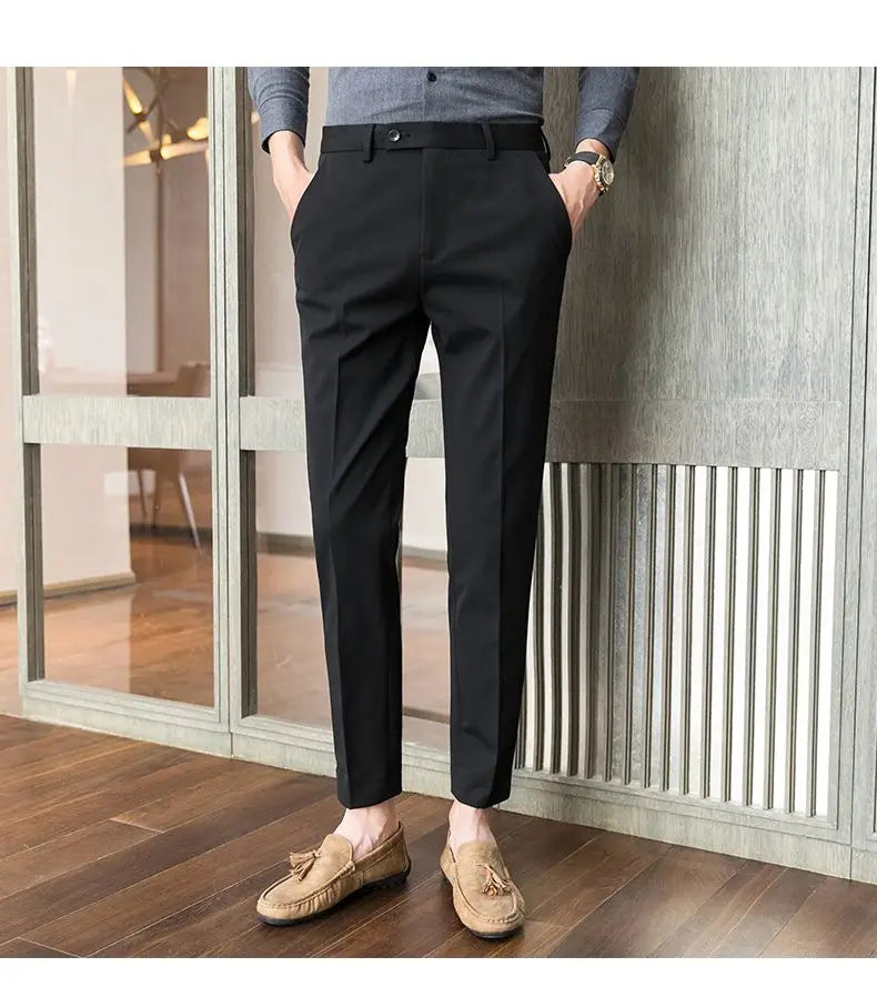 Summer New Men's Clothing Fashion Casual Versatile Suit Pants Streetwear New Solid Pocket Trendy Business Slim Straight Trousers