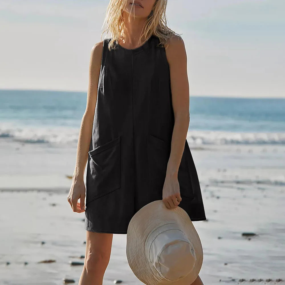 Summer Sleeveless Cotton One Pieces Rompers For Woman New Arrivals 2025 Fashion Sleeveless Jumpsuits Clothes Playsuit Casual