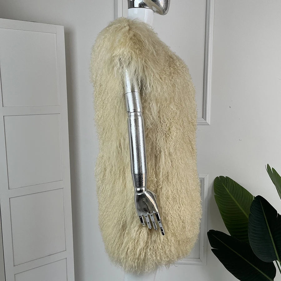 Women's Lamb Fur Vest Real Sheepskin Vest Mongolia Sheep Fur Vests Female Winter Clothing 2024 Fashion New Arrivals