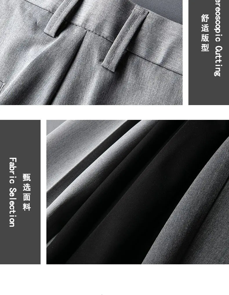 Summer New Men's Clothing Fashion Casual Versatile Suit Pants Streetwear New Solid Pocket Trendy Business Slim Straight Trousers