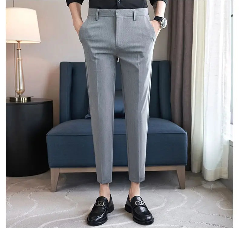Summer New Men's Clothing Fashion Casual Versatile Suit Pants Streetwear New Solid Pocket Trendy Business Slim Straight Trousers