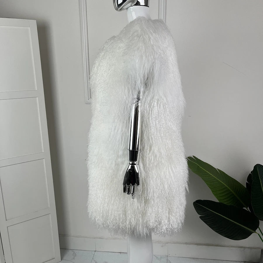 Women's Lamb Fur Vest Real Sheepskin Vest Mongolia Sheep Fur Vests Female Winter Clothing 2024 Fashion New Arrivals