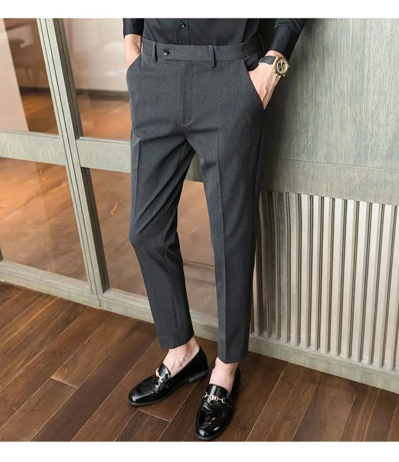 Summer New Men's Clothing Fashion Casual Versatile Suit Pants Streetwear New Solid Pocket Trendy Business Slim Straight Trousers