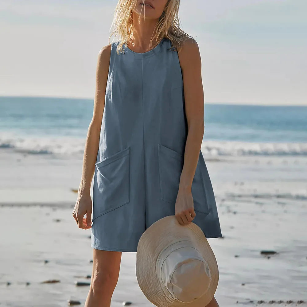 Summer Sleeveless Cotton One Pieces Rompers For Woman New Arrivals 2025 Fashion Sleeveless Jumpsuits Clothes Playsuit Casual