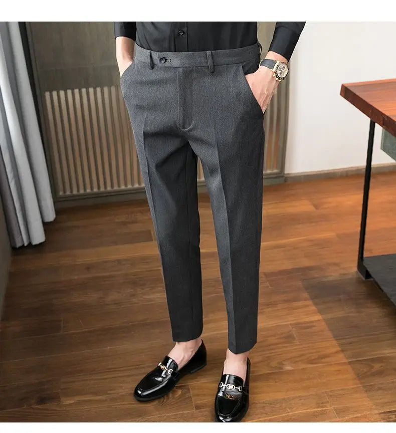 Summer New Men's Clothing Fashion Casual Versatile Suit Pants Streetwear New Solid Pocket Trendy Business Slim Straight Trousers