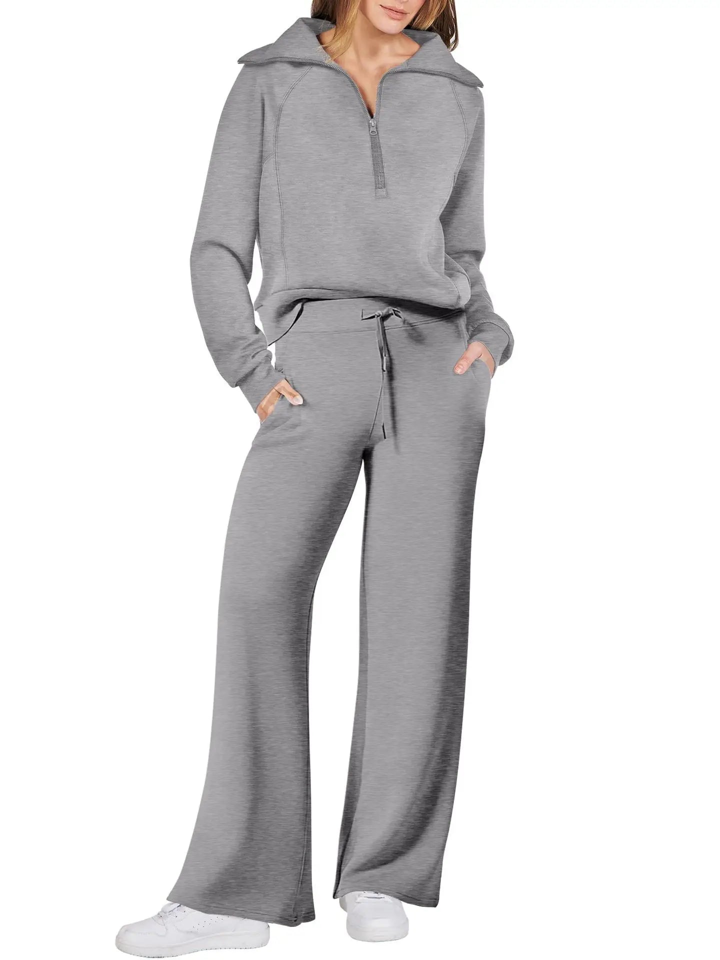 Customizable New Arrivals Elegant Zip Up Sweatsuit Cropped Top Hoodie Jackets Three Piece Set Women Tracksuit Suits WTZ407044