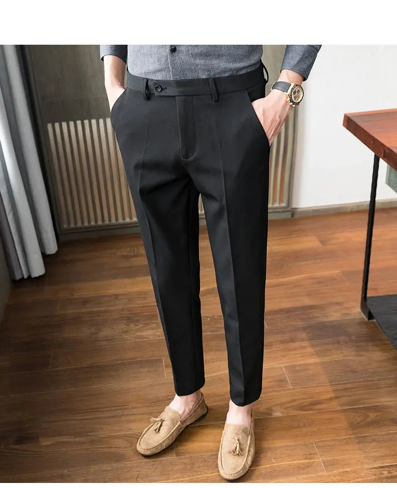 Summer New Men's Clothing Fashion Casual Versatile Suit Pants Streetwear New Solid Pocket Trendy Business Slim Straight Trousers