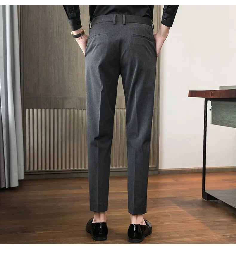 Summer New Men's Clothing Fashion Casual Versatile Suit Pants Streetwear New Solid Pocket Trendy Business Slim Straight Trousers