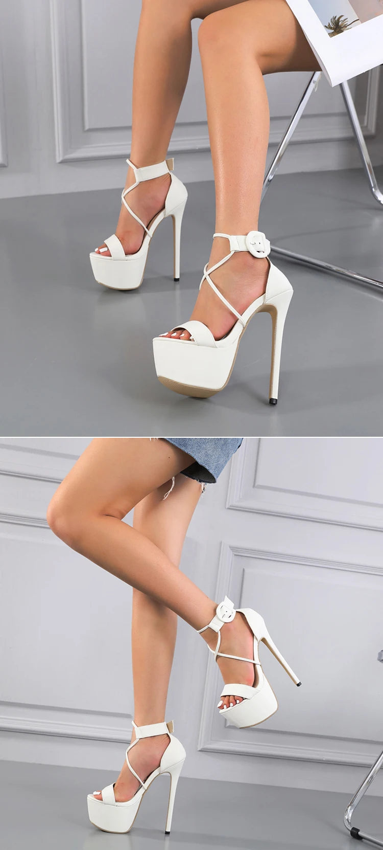 Eilyken Summer Sexy Stiletto Platform Narrow Band Women Sandals 2023 New Arrivals Ladies Buckle Strap Nightclub High Heel Shoes