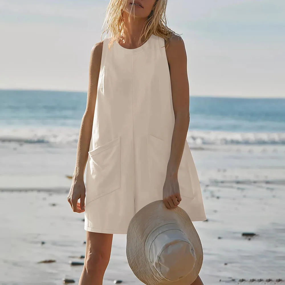 Summer Sleeveless Cotton One Pieces Rompers For Woman New Arrivals 2025 Fashion Sleeveless Jumpsuits Clothes Playsuit Casual