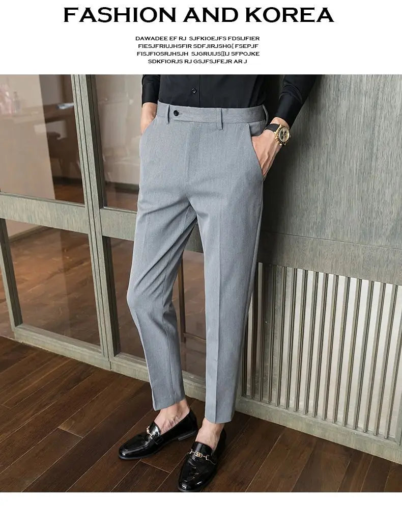 Summer New Men's Clothing Fashion Casual Versatile Suit Pants Streetwear New Solid Pocket Trendy Business Slim Straight Trousers