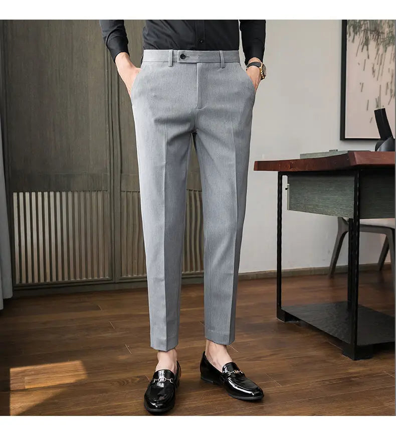 Summer New Men's Clothing Fashion Casual Versatile Suit Pants Streetwear New Solid Pocket Trendy Business Slim Straight Trousers