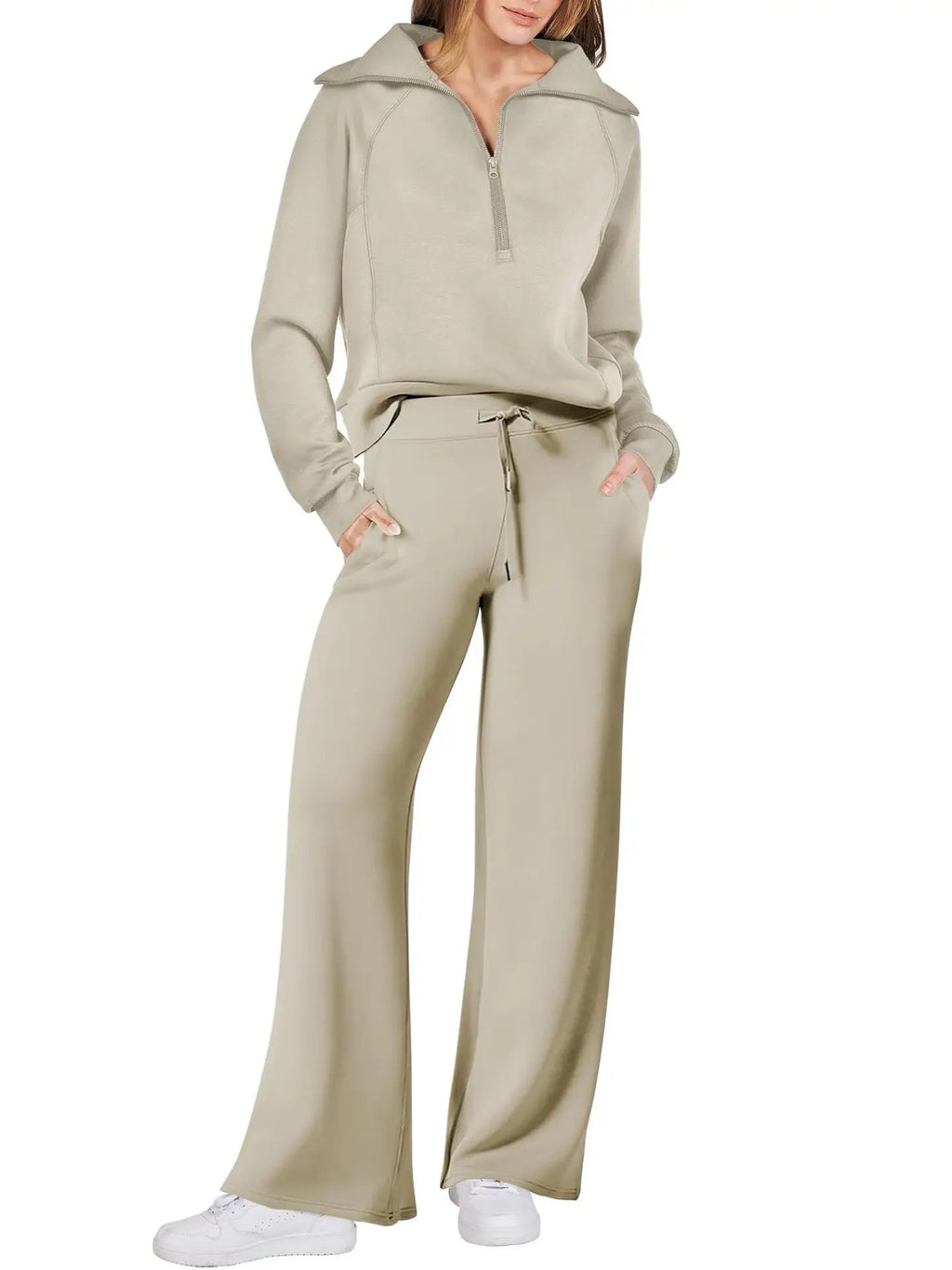 Customizable New Arrivals Elegant Zip Up Sweatsuit Cropped Top Hoodie Jackets Three Piece Set Women Tracksuit Suits WTZ407044