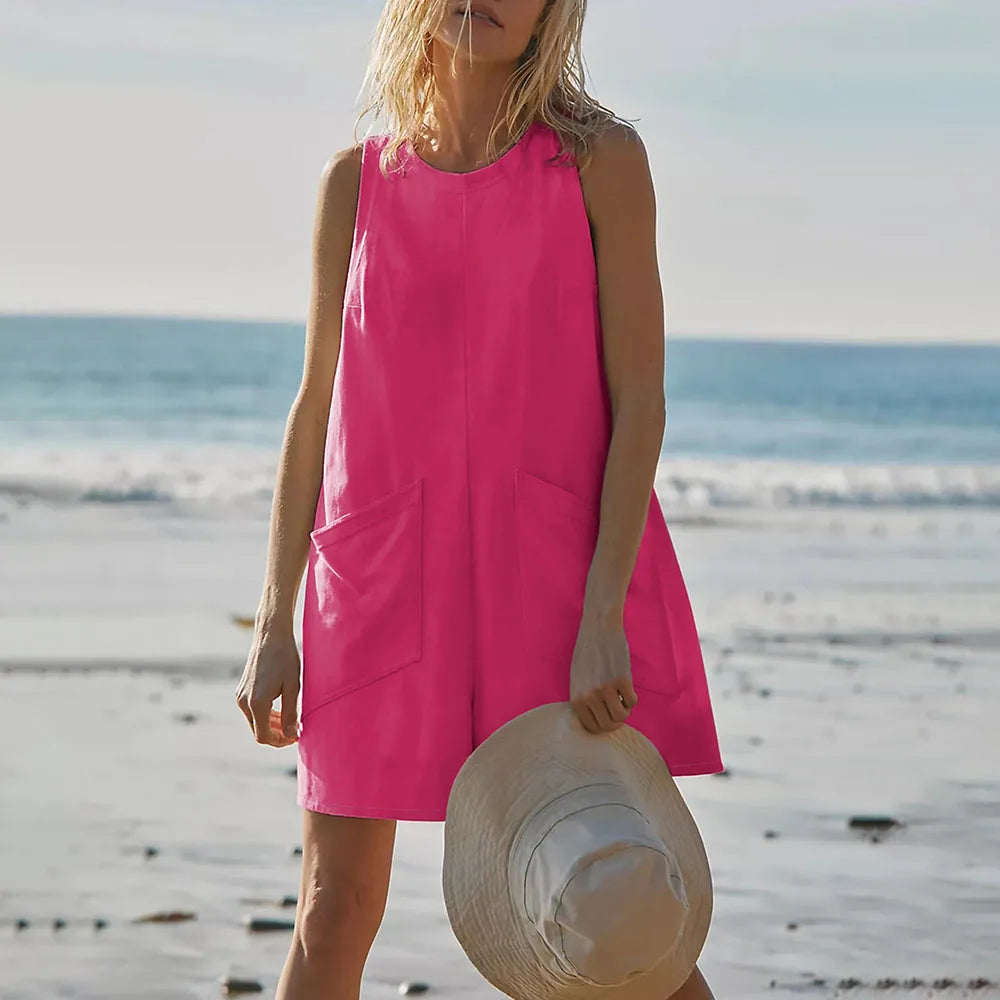 Summer Sleeveless Cotton One Pieces Rompers For Woman New Arrivals 2025 Fashion Sleeveless Jumpsuits Clothes Playsuit Casual
