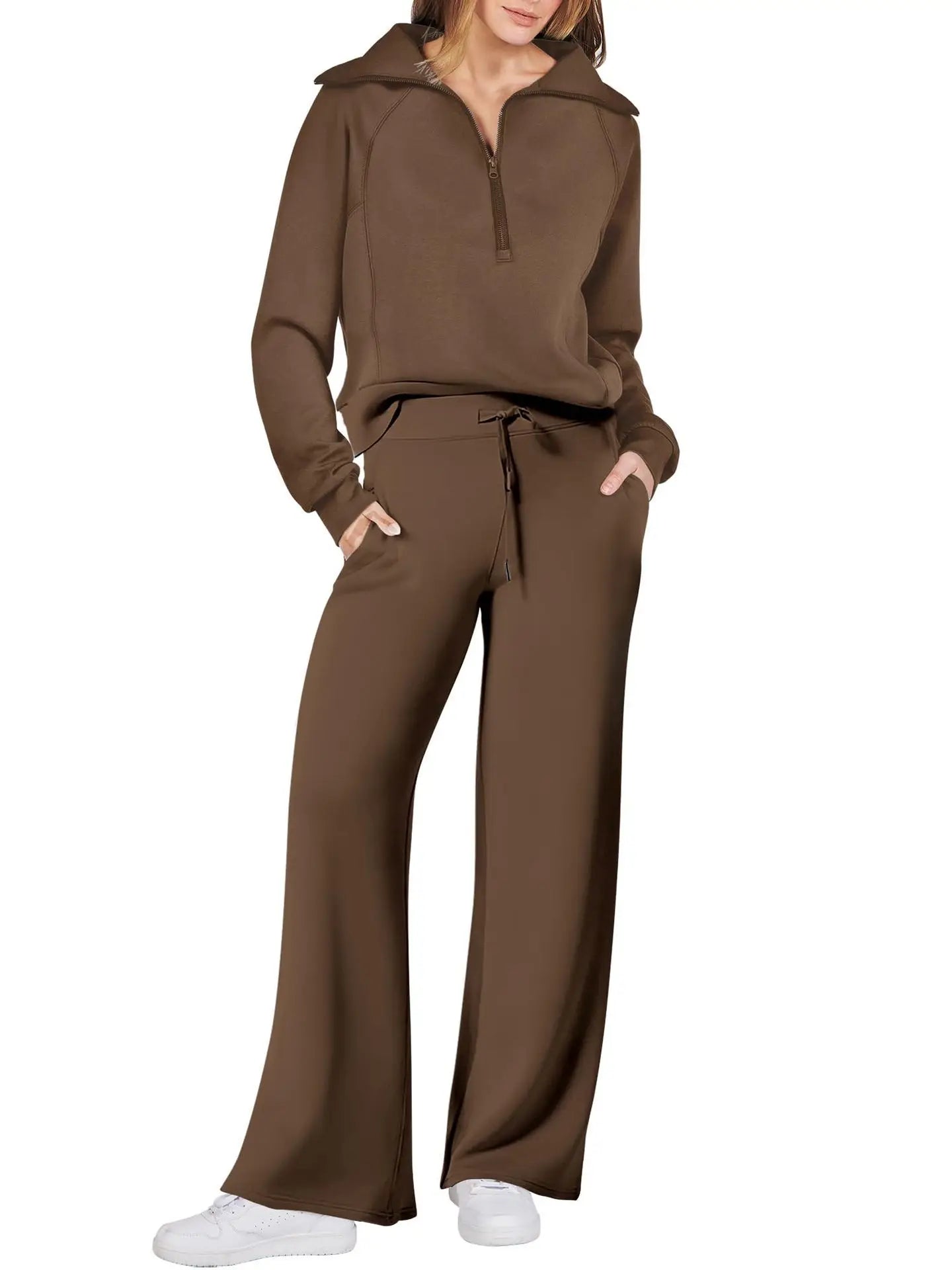 Customizable New Arrivals Elegant Zip Up Sweatsuit Cropped Top Hoodie Jackets Three Piece Set Women Tracksuit Suits WTZ407044