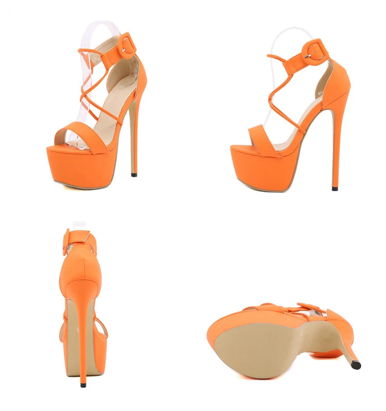 Eilyken Summer Sexy Stiletto Platform Narrow Band Women Sandals 2023 New Arrivals Ladies Buckle Strap Nightclub High Heel Shoes