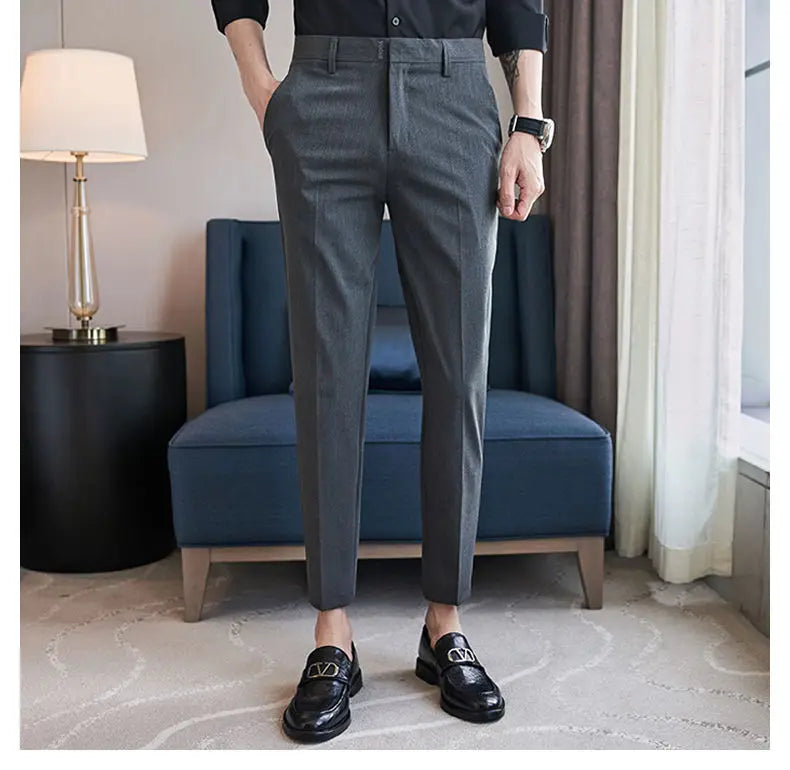 Summer New Men's Clothing Fashion Casual Versatile Suit Pants Streetwear New Solid Pocket Trendy Business Slim Straight Trousers
