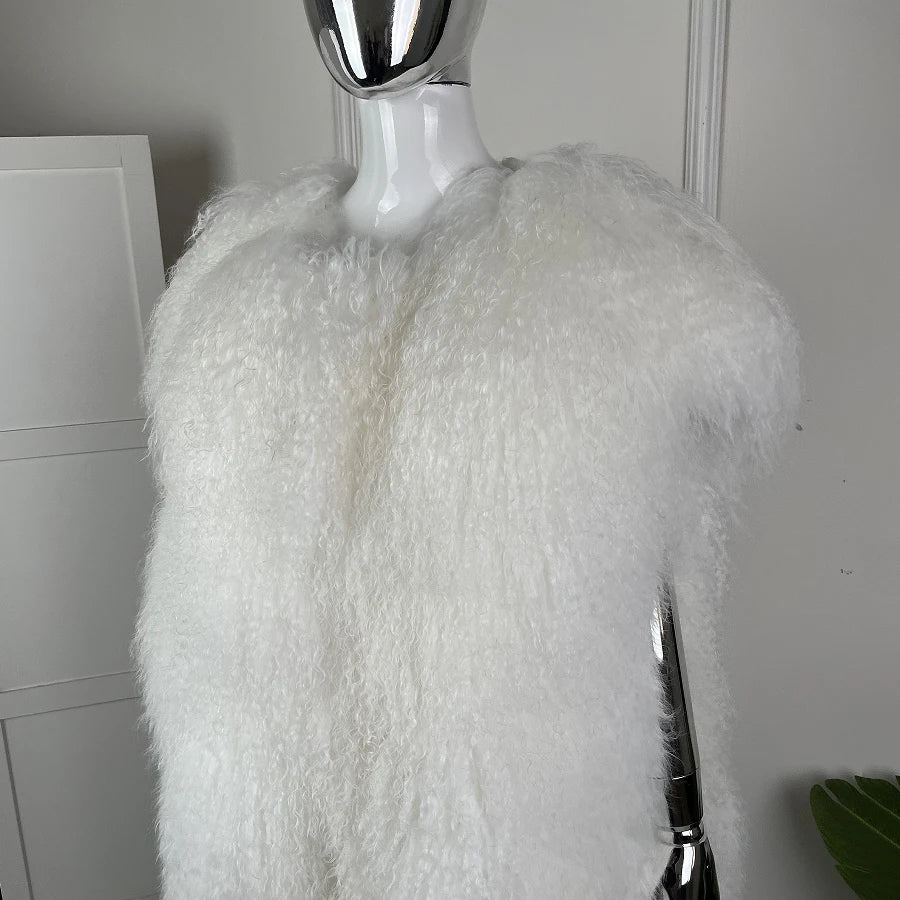 Women's Lamb Fur Vest Real Sheepskin Vest Mongolia Sheep Fur Vests Female Winter Clothing 2024 Fashion New Arrivals