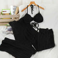 DEAT Women Knitting Sling Nackless Sexy Bra Long Pants New Arrivals Two Piece Set Temperament Fashion Autumn Summer 2024 11D846